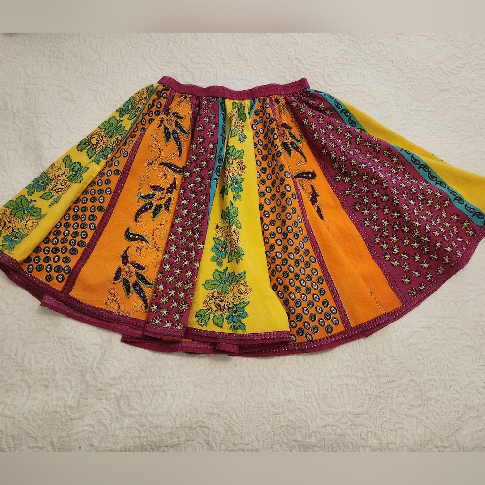 India Boutique Yellow/Red Fully Gored Midi Skirt - Picture 6 of 6